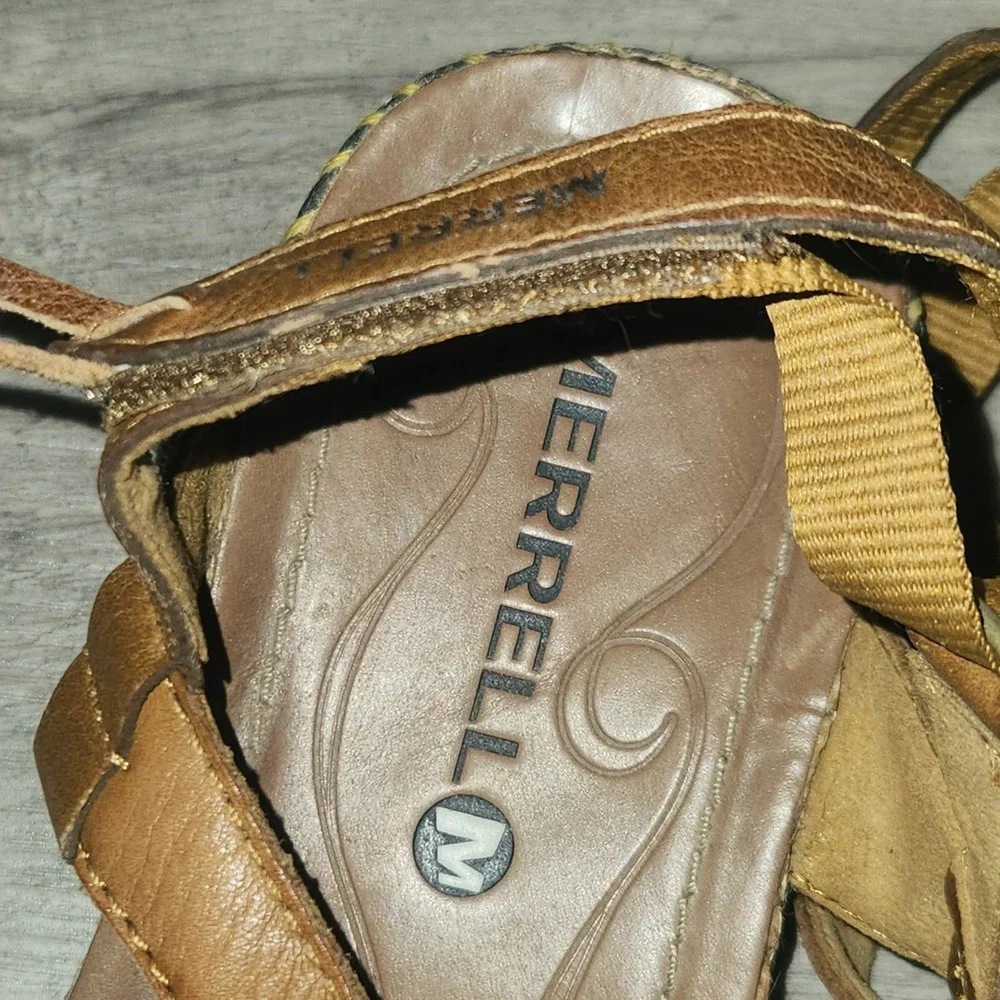 Merrell Tea Leaf Brown Leather Performance Sandals Womens 9 J61718 M-Select MOVE
